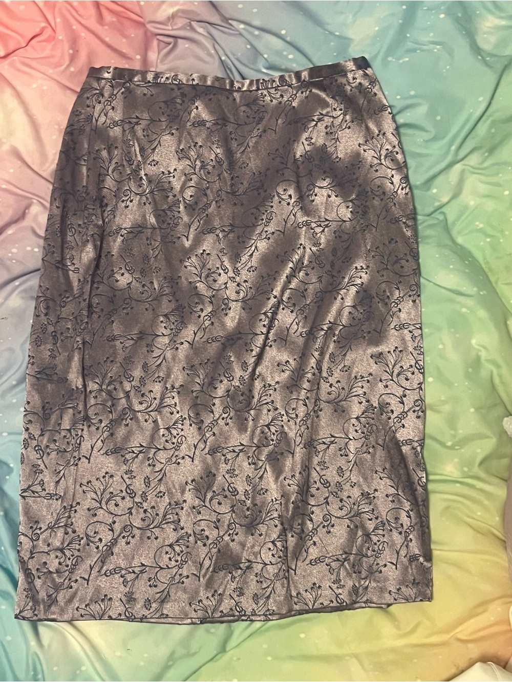 Periwinkle Floral Jacquard Midi Skirt